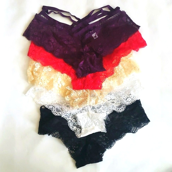 New 5-pack Floral Lace Lattice Panty Set Size One Size - Picture 5 of 8